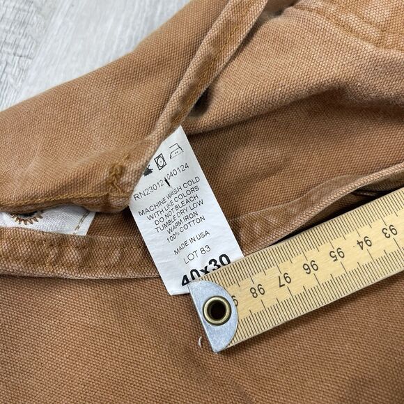 Round House Bib Overalls Mens 40x30 Duck Canvas Double Knee Vintage USA Made Q - Picture 6 of 12